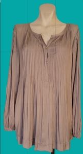 Calypso St Barth Shiny Silky  Silver Grey  Flared Blouse Size M